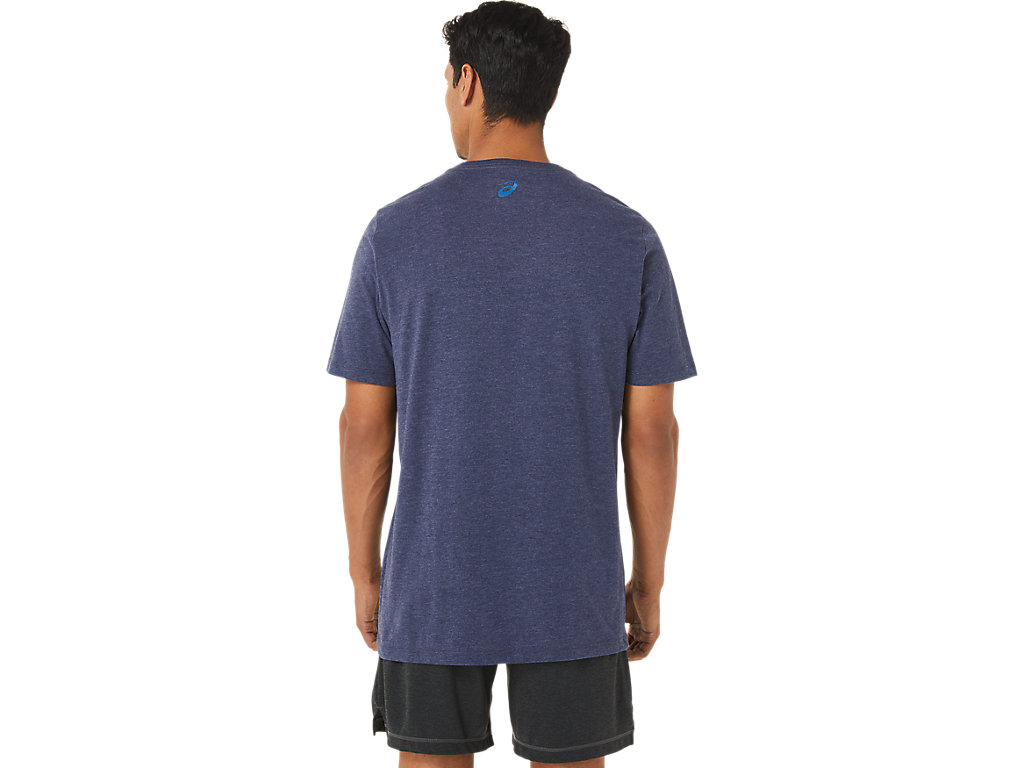 Camiseta Asics Sunrise Runner Gráficas Tee Masculino Azul Marinho | 1096-ANWKR