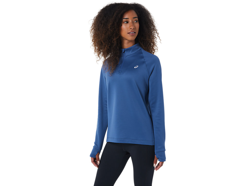 Camiseta Asics Thermopolis 1/4 Zip Feminino Cinzentas Escuro | 5637-DKVZF