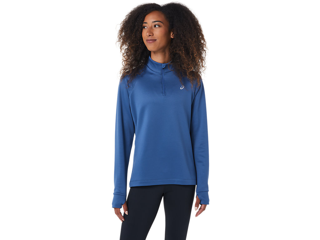 Camiseta Asics Thermopolis 1/4 Zip Feminino Cinzentas Escuro | 5637-DKVZF