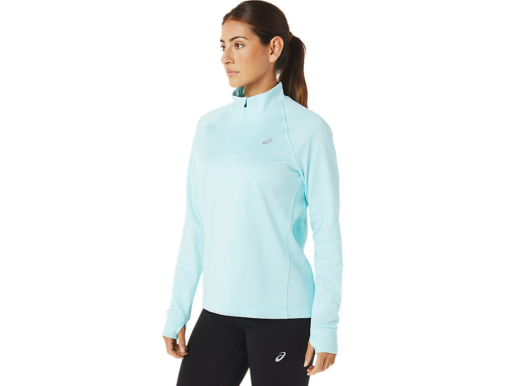 Camiseta Asics Thermopolis 1/4 Zip Feminino Azuis | 9175-XROCF