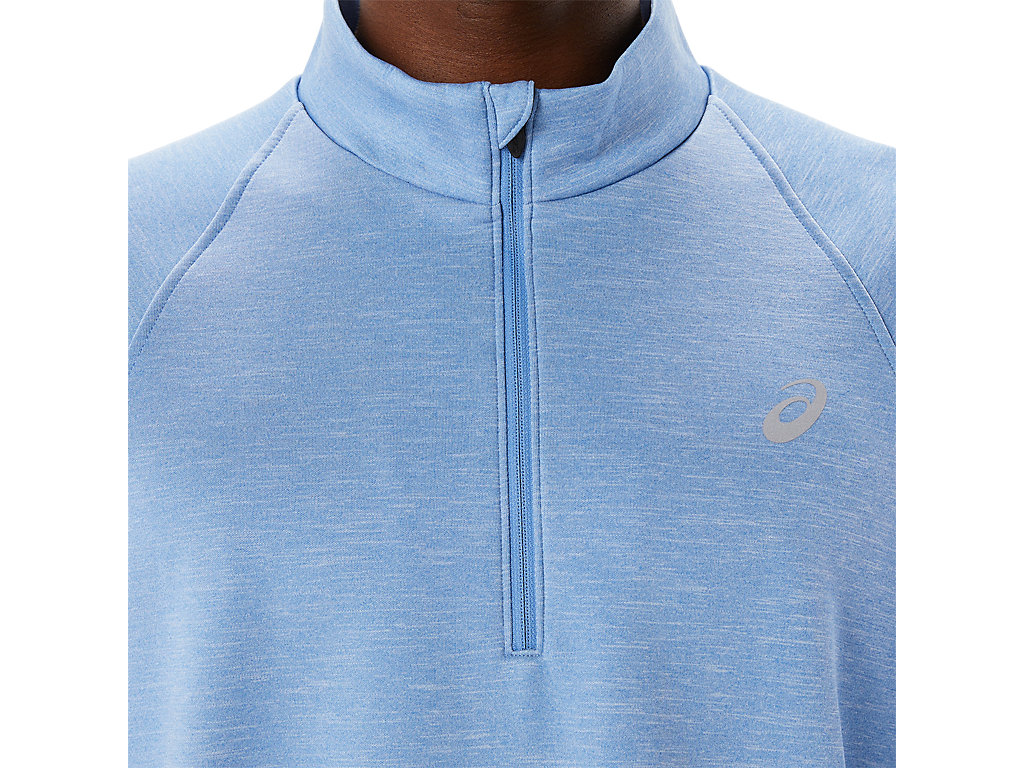 Camiseta Asics Thermopolis Inverno 1/2 Zip Masculino Azuis | 7239-BOSHI