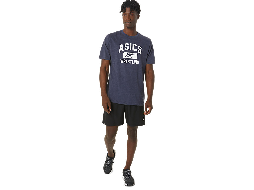 Camiseta Asics Unisex Wrestling Gráficas Tee Masculino Azul Marinho | 4729-PYBTU