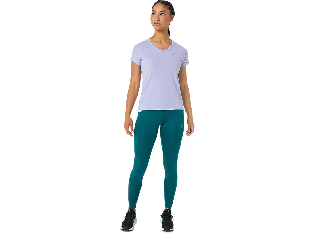 Camiseta Asics V-Neck Sleeve Feminino Roxo | 5904-INDGC