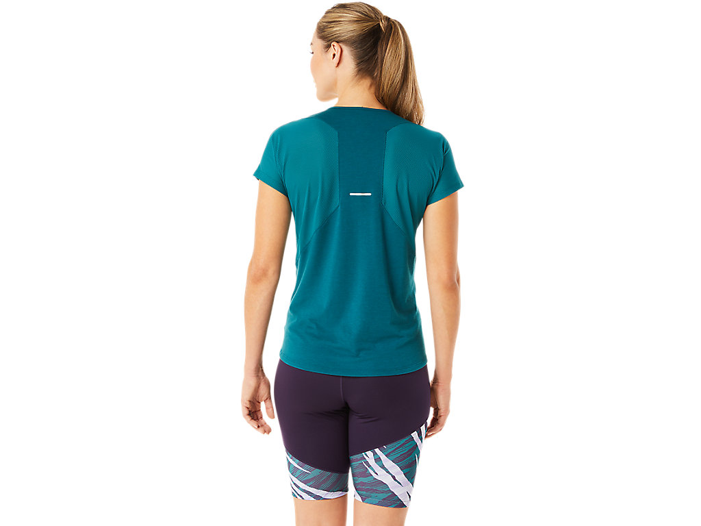 Camiseta Asics V-Neck Sleeve Feminino Verdes Escuro | 0593-POESC