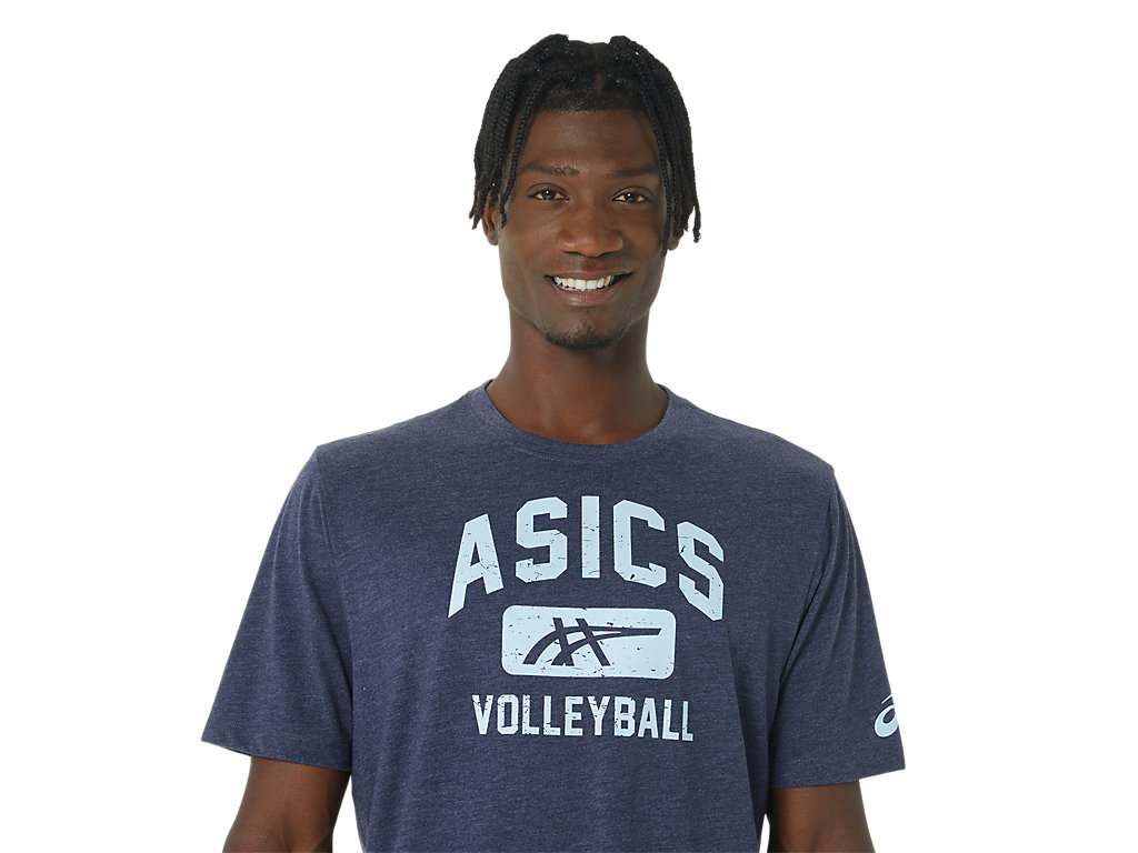 Camiseta Asics Volleyball Gráficas Tee Feminino Azul Marinho | 3984-ZUCWI