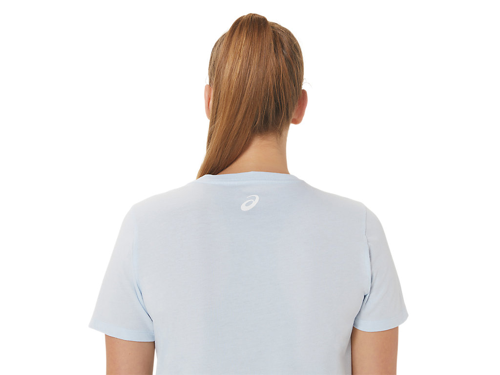 Camiseta Asics W Hibiscus Slogan Crew Feminino Azuis | 8514-OBPFQ