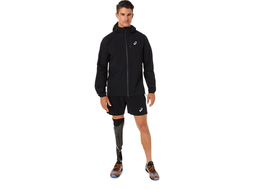 Casaco Asics Fujitrail Impermeáveis Masculino Pretas | 0682-GYOSE