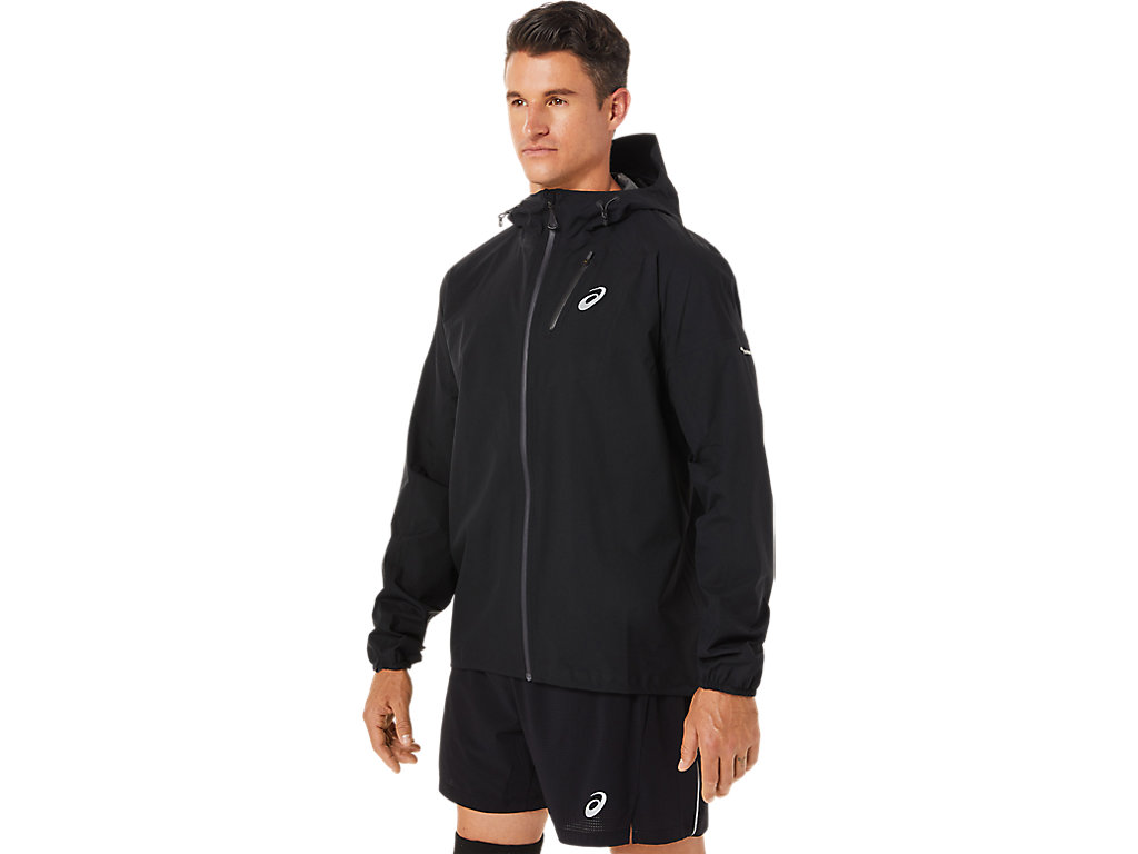 Casaco Asics Fujitrail Impermeáveis Masculino Pretas | 0682-GYOSE