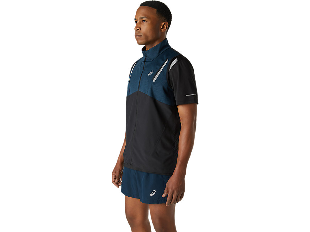 Casaco Asics Lite-Show Vest Masculino Azuis Pretas | 4381-DKLBY