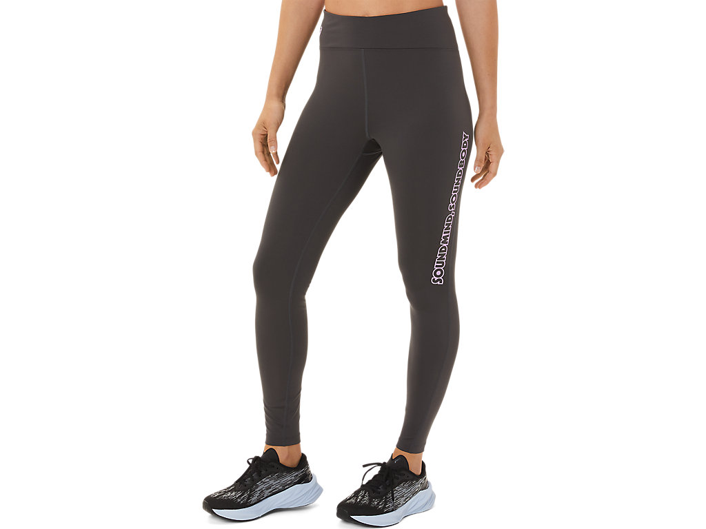 Leggings Asics Logo Gráficas Feminino Obsidiana Cinzentas | 7254-DPFYB