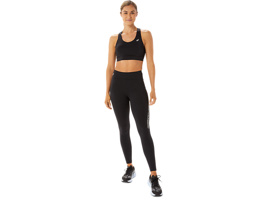 Leggings Asics Logo Gráficas Feminino Pretas Cinzentas | 1809-ZLROB