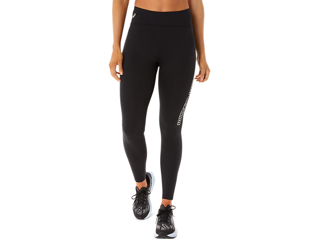 Leggings Asics Logo Gráficas Feminino Pretas Cinzentas | 1809-ZLROB