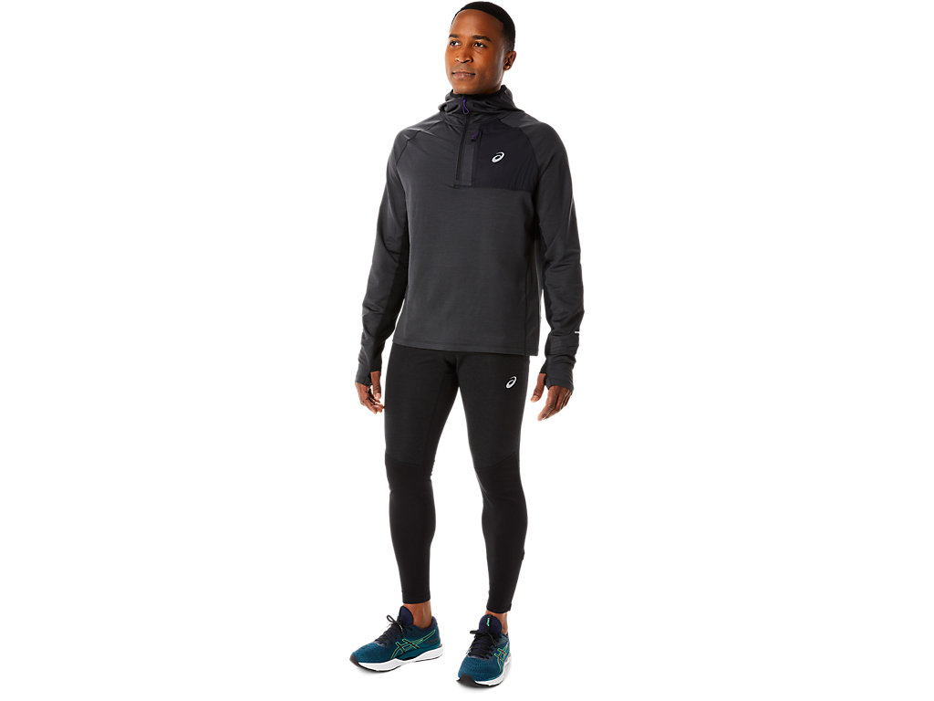 Moletom Com Capuz Asics Inverno Run Long Sleeve Masculino Pretas | 6531-MQGZX