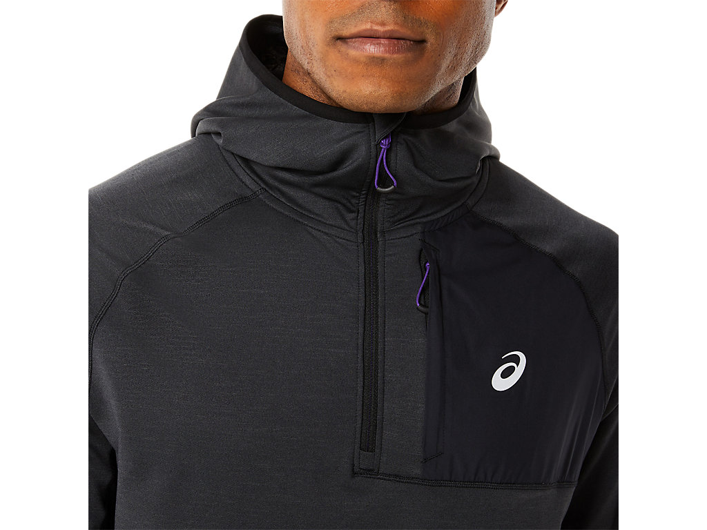 Moletom Com Capuz Asics Inverno Run Long Sleeve Masculino Pretas | 6531-MQGZX