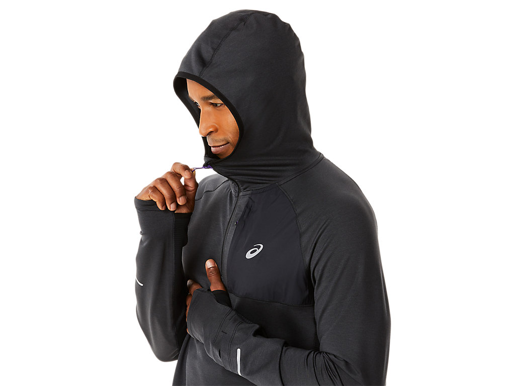 Moletom Com Capuz Asics Inverno Run Long Sleeve Masculino Pretas | 6531-MQGZX