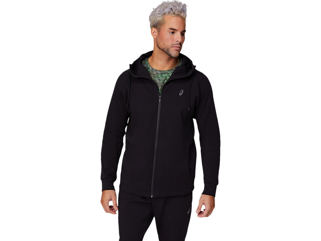 Moletom Com Capuz Asics Mobility Knit Full Zip Masculino Pretas | 7043-LHPIF