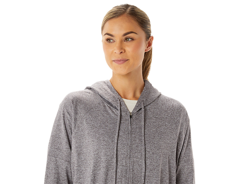 Moletom Com Capuz Asics Soft Stretch Knit Full Zip Feminino Cinzentas | 0749-WGKDC