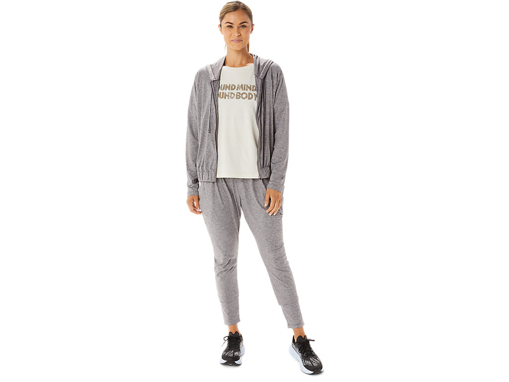 Moletom Com Capuz Asics Soft Stretch Knit Full Zip Feminino Cinzentas | 0749-WGKDC