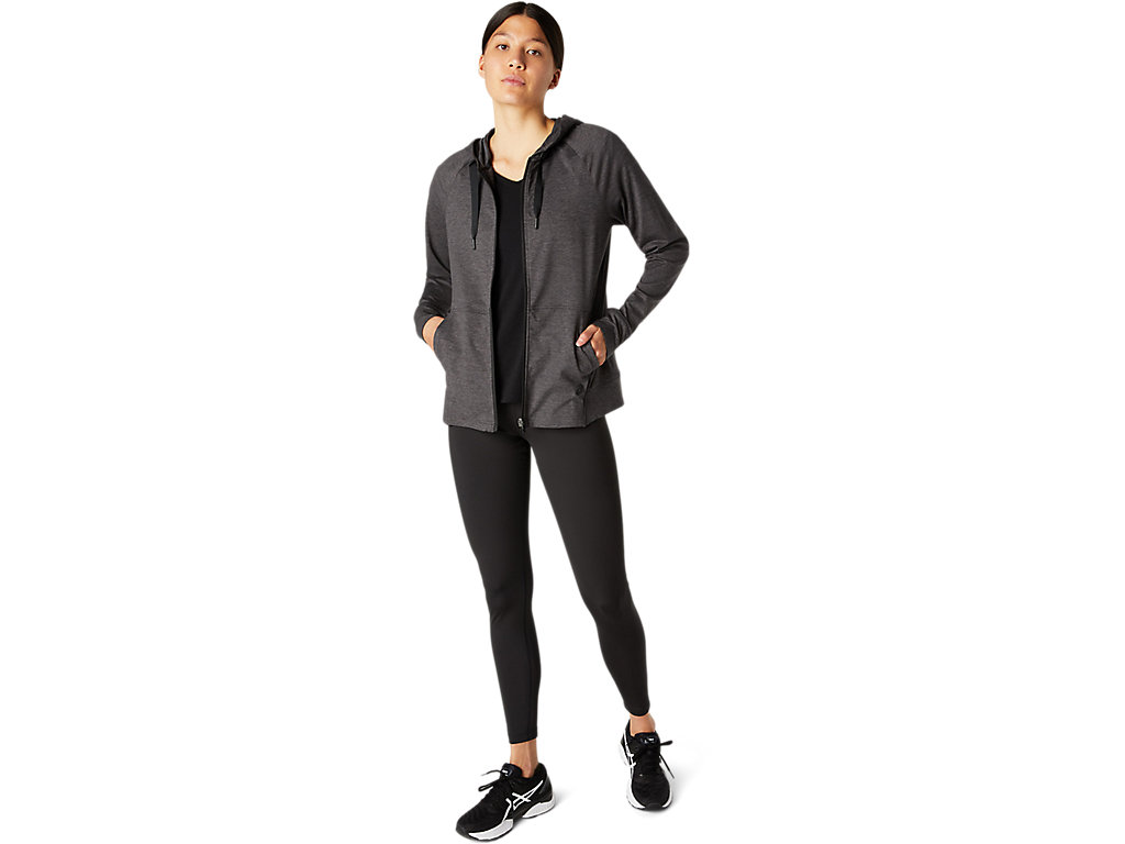 Moletom Com Capuz Asics Tech Full Zip Feminino Cinzentas Escuro | 0746-PBVGC