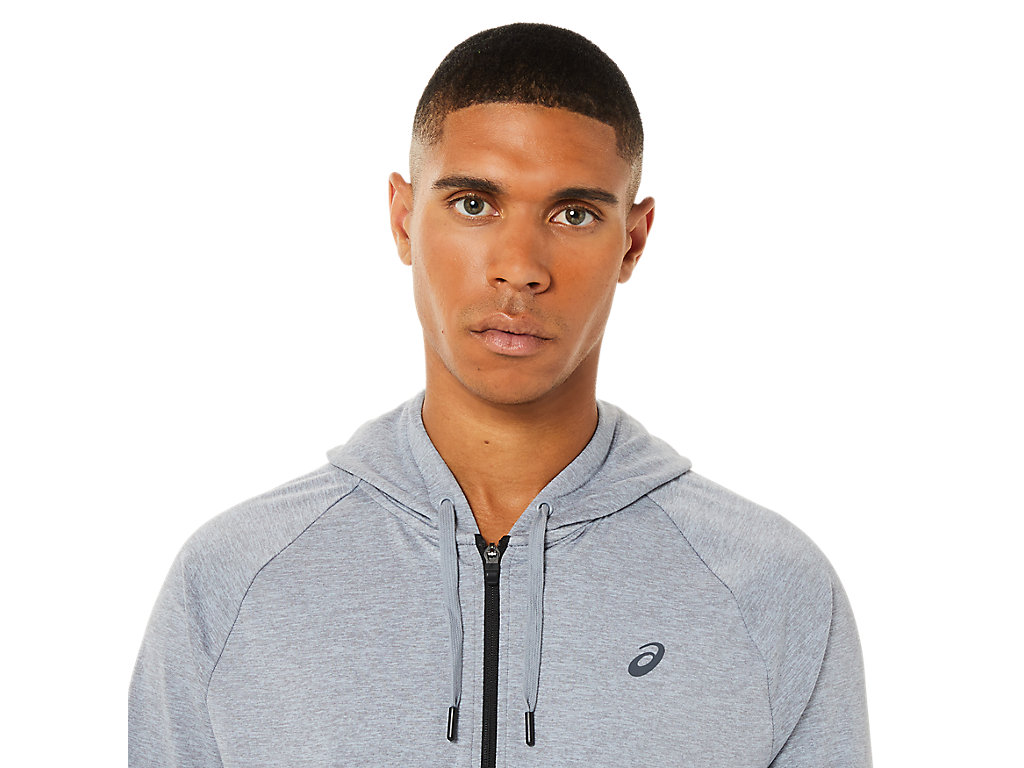 Moletom Com Capuz Asics Tech Full Zip Masculino Cinzentas Escuro | 4036-GWZSA