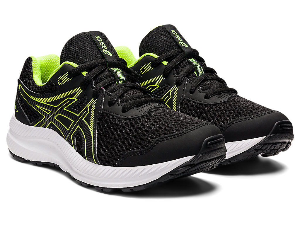 Running Shoes Asics Contend 7 Grade School Criança Pretas Verdes | 8754-RLKPD