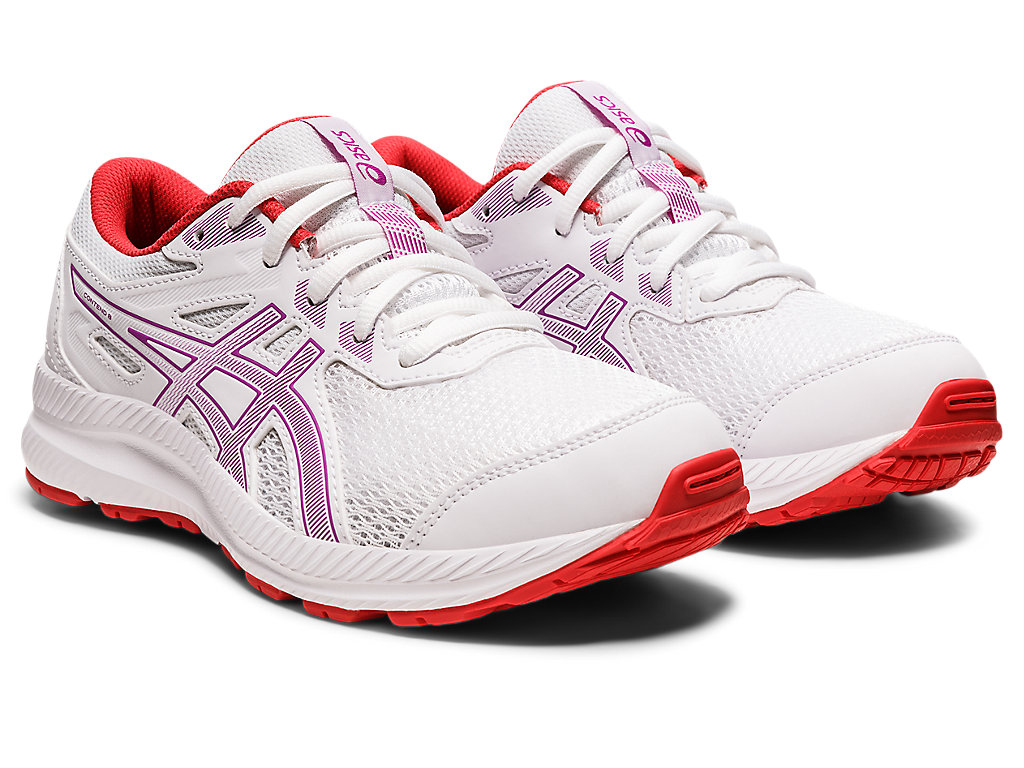 Running Shoes Asics Contend 8 Grade School Criança Branco Roxo | 0346-DVKSZ