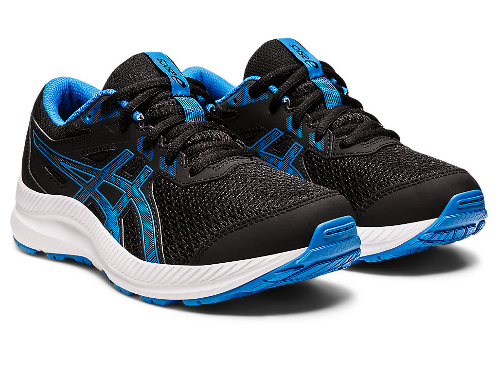 Running Shoes Asics Contend 8 Grade School Criança Pretas Azuis | 6241-ZURTA