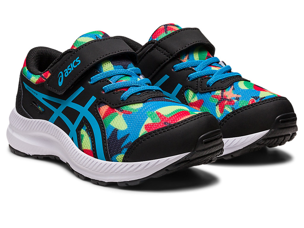 Running Shoes Asics Contend 8 Pre-School Criança Pretas Azuis | 1346-VNJWP