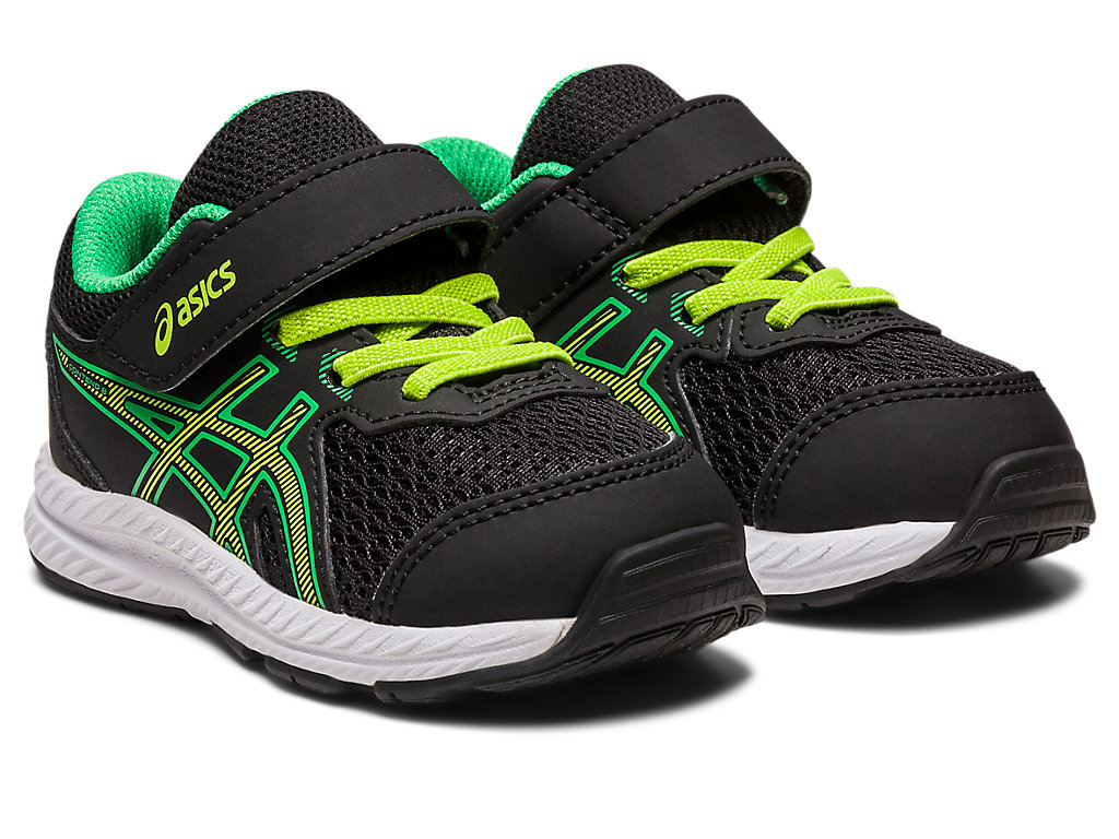 Running Shoes Asics Contend 8 Toddler Size Criança Pretas Luz Verdes | 1305-VDTQZ