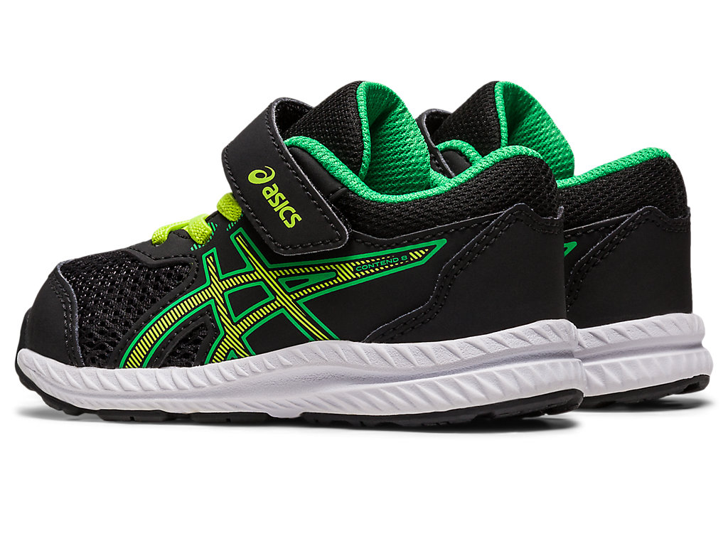 Running Shoes Asics Contend 8 Toddler Size Criança Pretas Luz Verdes | 1305-VDTQZ