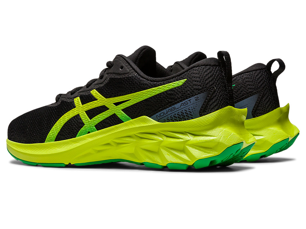 Running Shoes Asics Novablast 2 Grade School Criança Pretas Luz Verdes | 7018-JXVTB