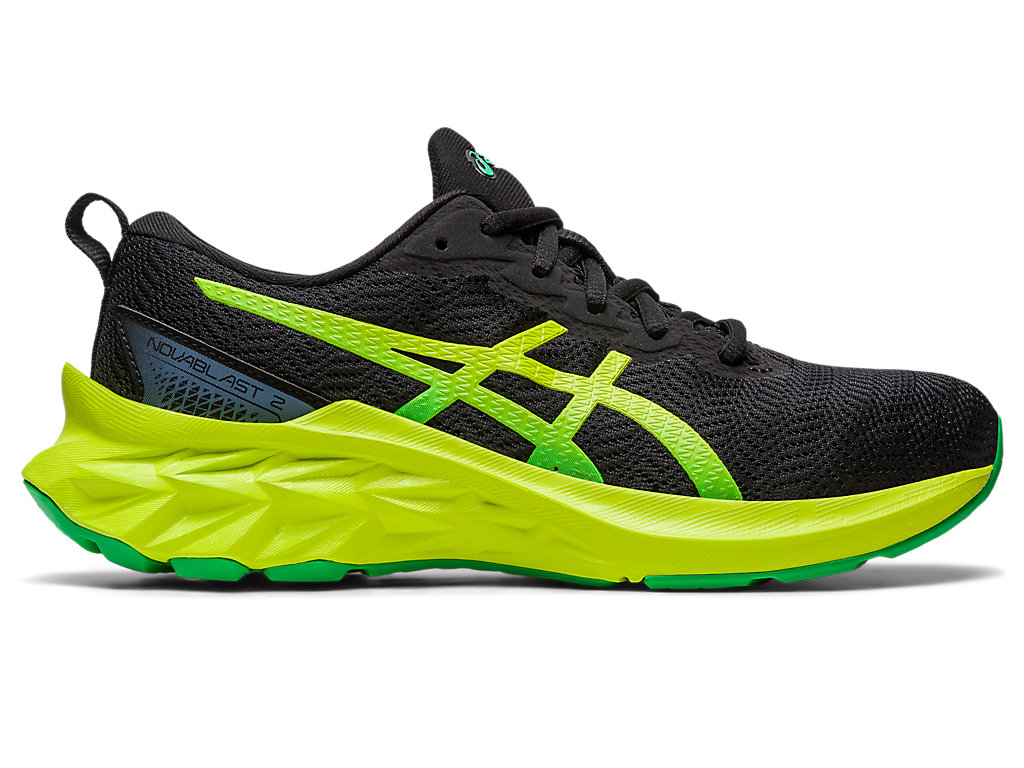 Running Shoes Asics Novablast 2 Grade School Criança Pretas Luz Verdes | 7018-JXVTB