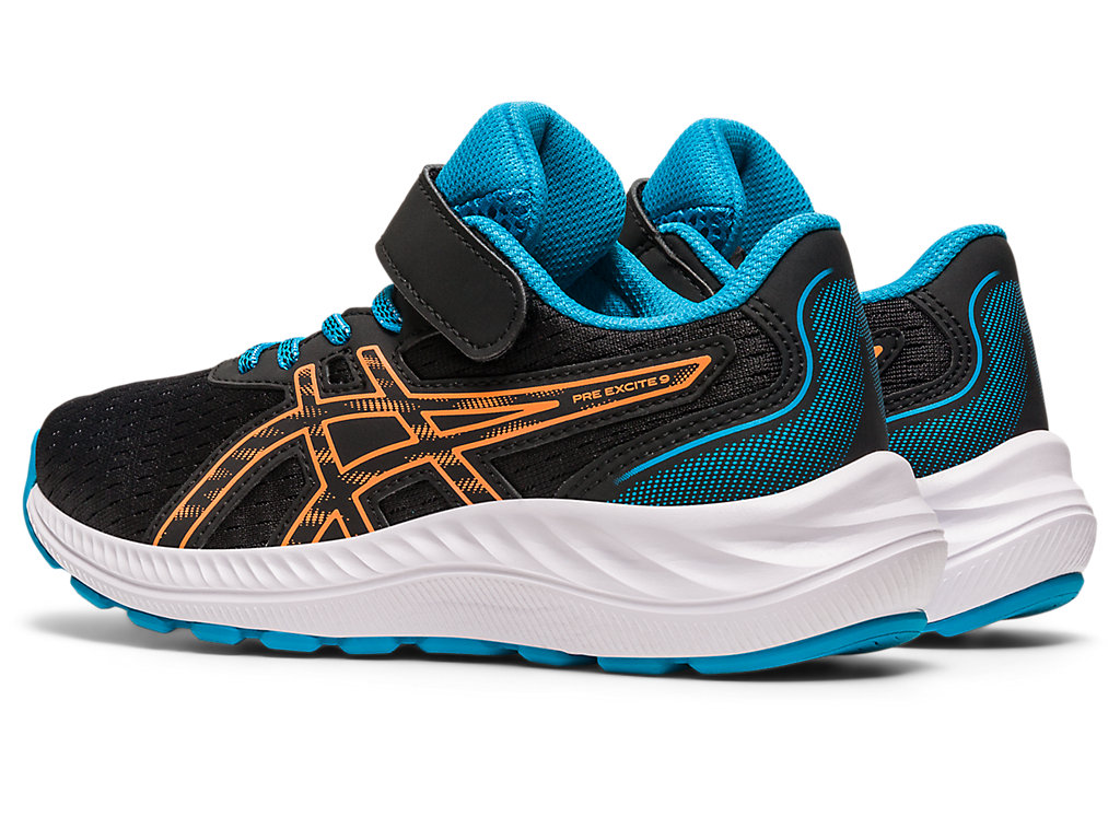 Running Shoes Asics Pre Excite 9 Pre-School Criança Pretas Laranja Coral | 2458-PITEC