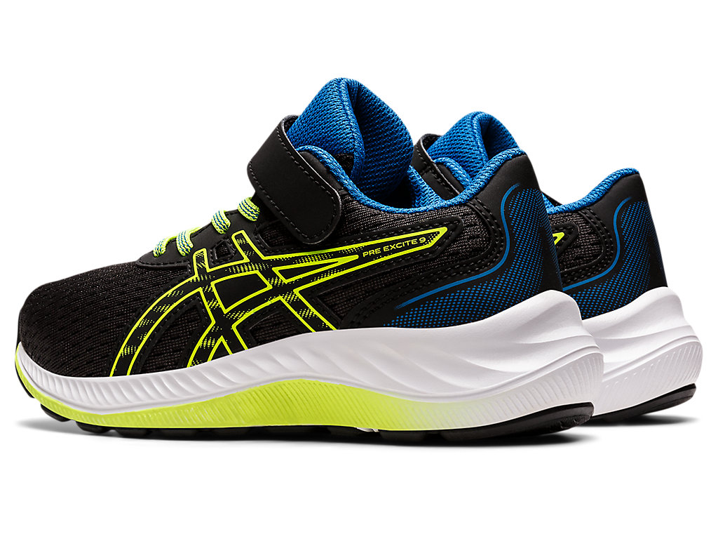 Running Shoes Asics Pre Excite 9 Pre-School Criança Pretas Verdes | 8195-LNCHP