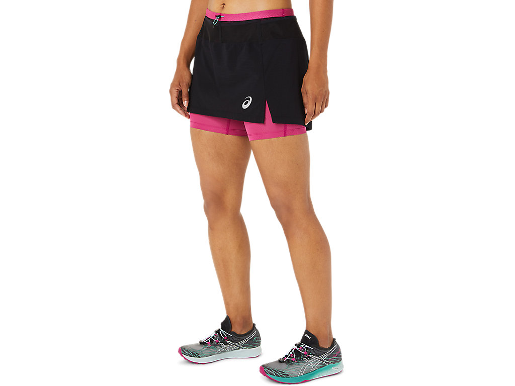 Saias Asics Fujitrail Skort Feminino Pretas Fucsia Vermelhas | 4927-VBCXA