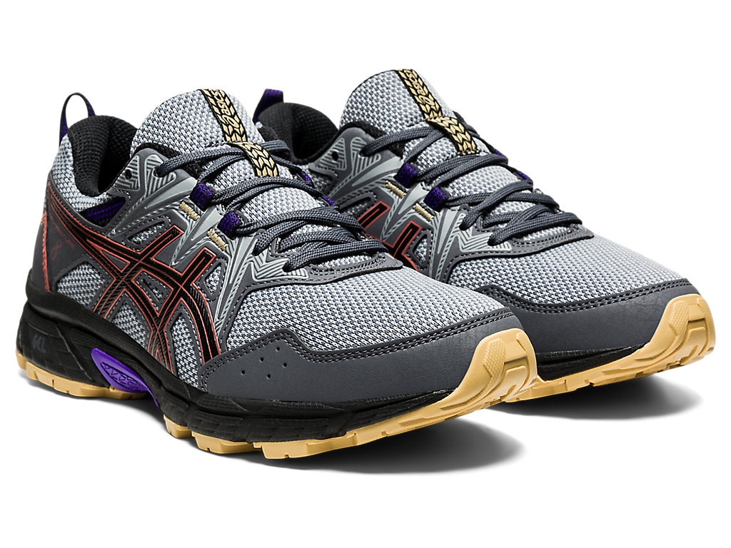 Sapatilhas Trail Running Asics Gel-Venture 8 (D) Feminino Cinzentas Vermelhas Vermelhas Escuro | 0925-YZXDE