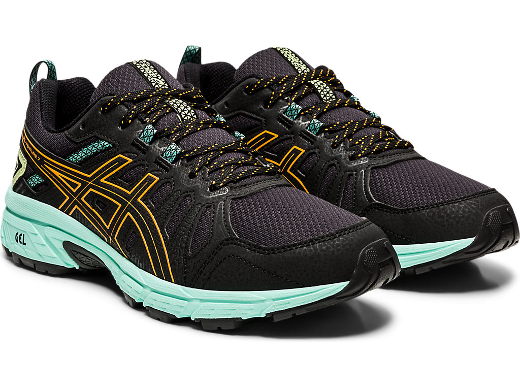 Sapatilhas Trail Running Asics Gel-Venture 7 Feminino Pretas Laranja | 8139-PMNWO