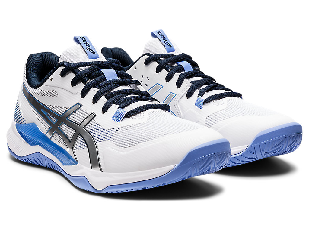 Sapatilhas Voleibol Asics Gel-Tactic Feminino Branco Azuis | 6958-TUDHV