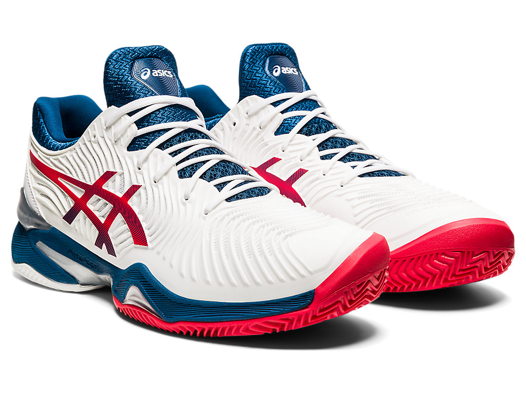 Sapatilhas de Tenis Asics Court Ff 2 Clay Masculino Branco Azuis | 7403-PQRBN