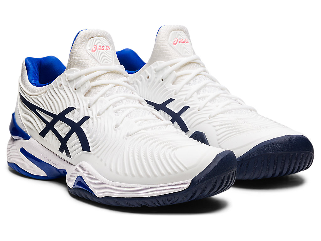 Sapatilhas de Tenis Asics Court Ff 2 Feminino Branco Azuis | 9524-NITGJ