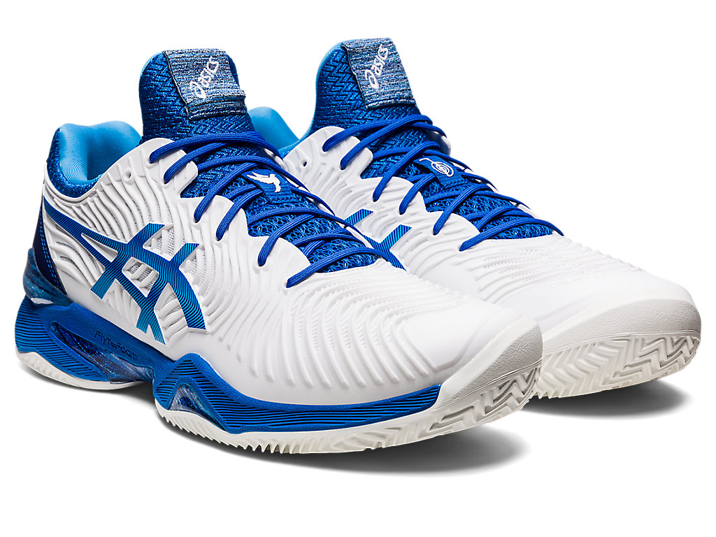 Sapatilhas de Tenis Asics Court Ff Novak Clay Masculino Branco Azuis | 3615-EPOTY