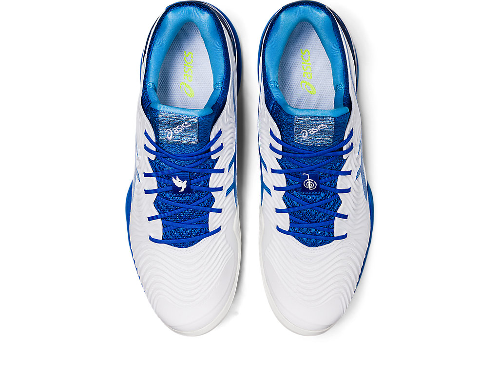 Sapatilhas de Tenis Asics Court Ff Novak Clay Masculino Branco Azuis | 3615-EPOTY