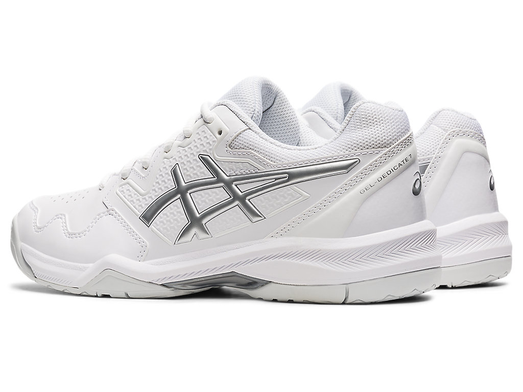 Sapatilhas de Tenis Asics Gel-Dedicate 7 Feminino Branco Prateadas | 7540-JUQLH