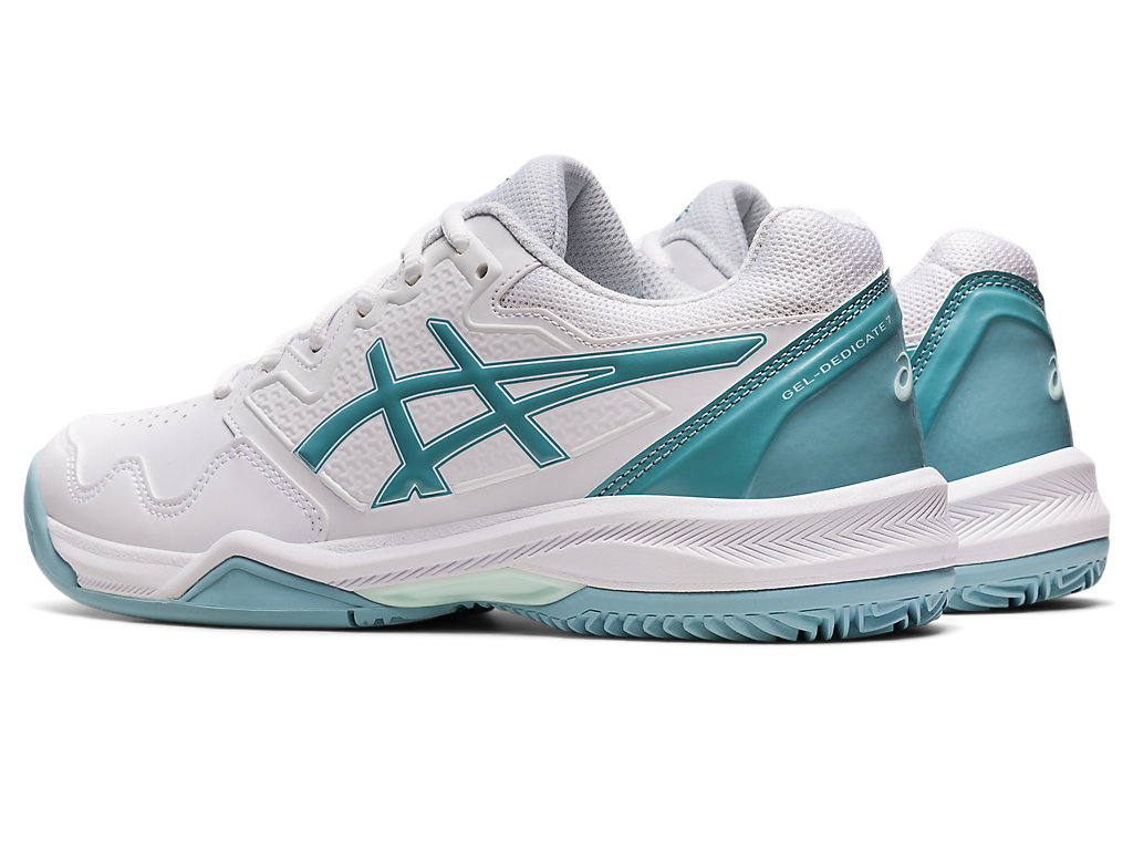 Sapatilhas de Tenis Asics Gel-Dedicate 7 Clay Feminino Branco Azuis | 9238-LGHAX