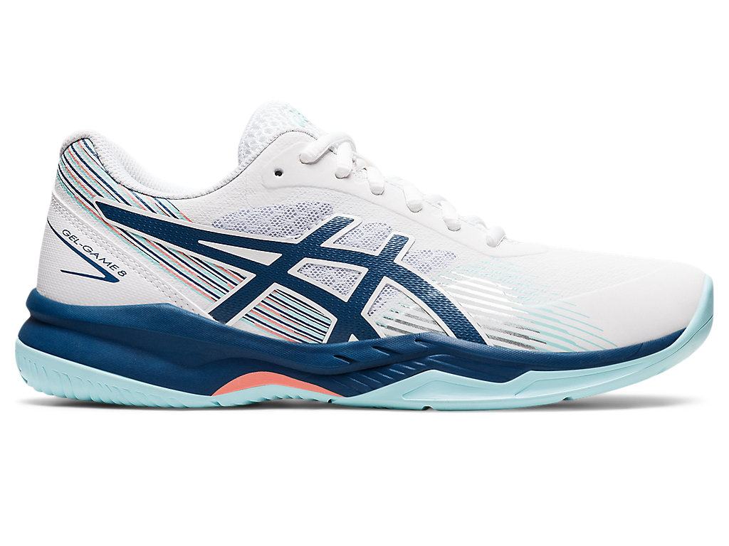 Sapatilhas de Tenis Asics Gel-Game 8 Feminino Branco Luz Azul Anil | 0762-KDZIC