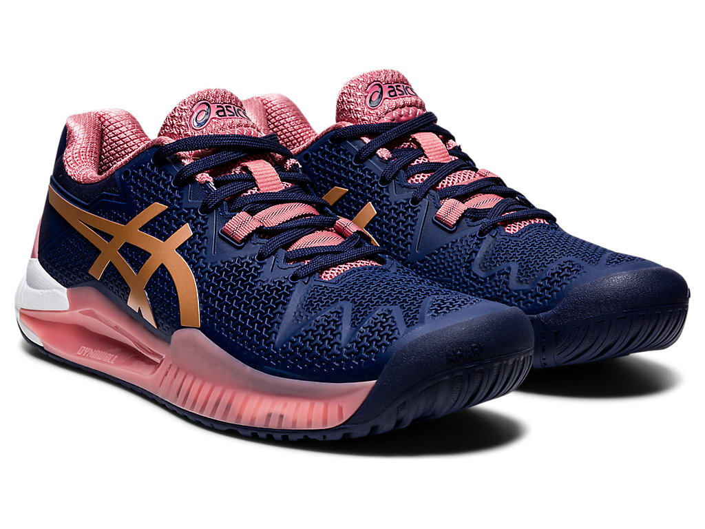 Sapatilhas de Tenis Asics Gel-Resolution 8 Feminino Azul Marinho Rosa Douradas | 1843-JIDCH