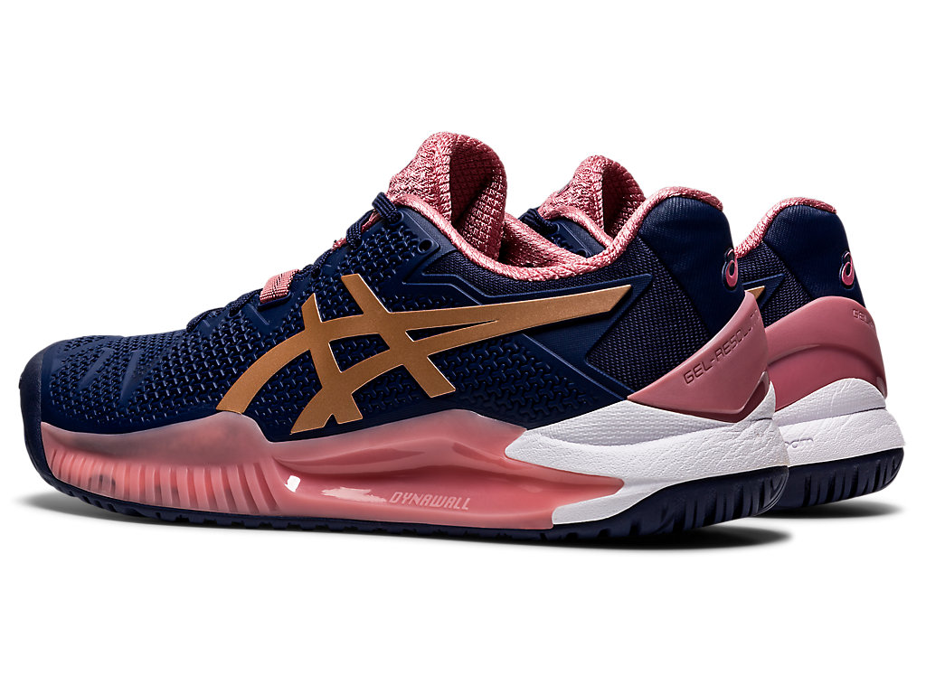 Sapatilhas de Tenis Asics Gel-Resolution 8 Feminino Azul Marinho Rosa Douradas | 1843-JIDCH