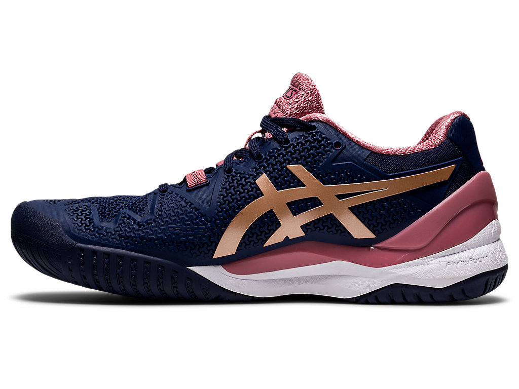 Sapatilhas de Tenis Asics Gel-Resolution 8 Feminino Azul Marinho Rosa Douradas | 1843-JIDCH