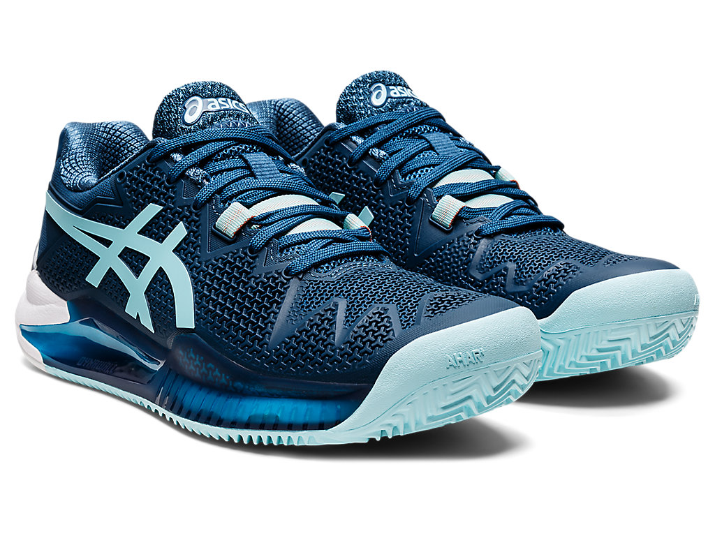 Sapatilhas de Tenis Asics Gel-Resolution 8 Clay Feminino Luz Azul Anil Azuis | 4780-NECJB