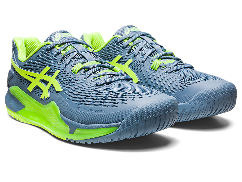 Sapatilhas de Tenis Asics Gel-Resolution 9 Largos Masculino Cinzentas Azuis Verdes | 7318-HPYAG